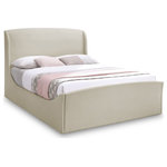 Meridian Furniture - Tess Velvet Upholstered King Bed, Cream, Queen - Snuggle up in sophisticated style when you bring home this cream Tess queen-sized bed. This bed checks all the boxes when it comes to elegance and refined living, with its soft beige velvet fabric upholstery and curvy shape. A tall headboard gives the bed a commanding presence in your room, ensuring it's the center of attention.