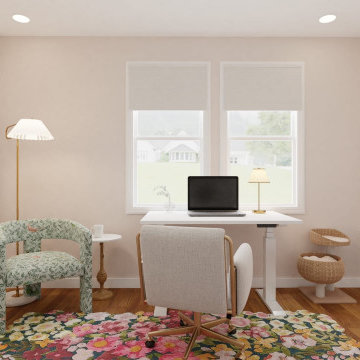 Glam Eclectic Office with Floral Rug