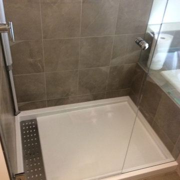 Enlarge bathroom, convert bedroom closet into bathroom shower. Full remodel.