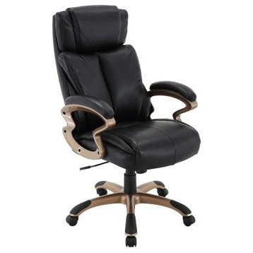 Atlas Executive Office Chair With Faux-Leather Seat and Copper Base, Brown