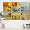 Autumn Landscape Farmhouse 3 Panels Metal Clock