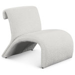 Meridian Furniture - Mulberry Boucle Fabric Upholstered Accent Chair, Cream - Give your home a modern makeover with this Mulberry boucle fabric accent chair. Featuring a unique, curved design, this contemporary chair provides ample support to your legs and back, making it a comfortable seat to have in your living quarters. The chair is upholstered in rich cream boucle fabric, adding to its level of comfort. The curved seat gives your home an open feel, making it a must-have accent piece for your contemporary home.