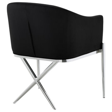 The Parker Dining Chair, Velvet, Black, Chrome Legs