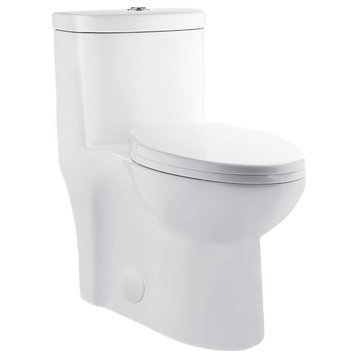 Sublime One Piece Elongated Toilet, Glossy White, Dual Flush