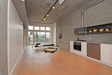Example of a trendy living room design in Vancouver