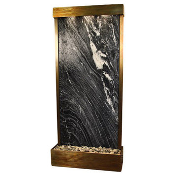 Tranquil River Floor Fountain, Rustic Copper, Black Spider Marble