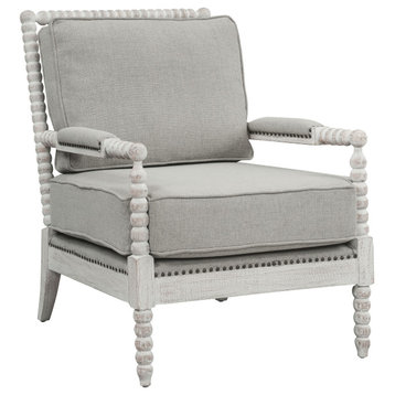 ACME Saraid Accent Chair in Gray Linen & Light Oak Finish