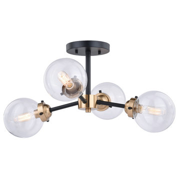 Orbit 20" Semi-Flush Mount Muted Brass and Oil Rubbed Bronze