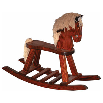 Amish Made Oak Flat Seat Child's Rocking Horse