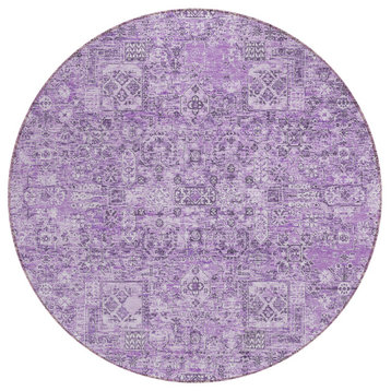 Machine Washable Indoor/Outdoor Chantille ACN611 Lilac 8' x 8' Round Rug