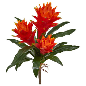 16" Double Bromeliad Artificial Flower, Set of 6