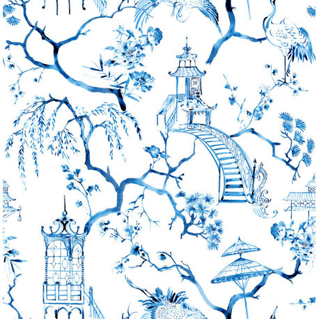 Serena Blue Chinoiserie Wallpaper Bolt