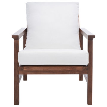 Safavieh Couture Maddison Cane Back Accent Chair, Walnut/Natural