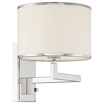 Crystorama MAD-B4101-PN 1 Light Wall Mount in Polished Nickel with SIlk