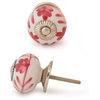 Ceramic Knobs, Red And White, Set of 3