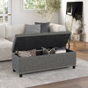 Rectangular Storage Fabric Ottoman, Tufted Footrest Lift Top, 47", Rustic Gray