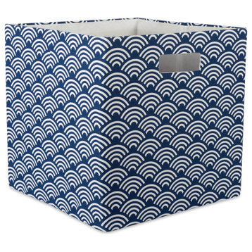 Polyester Cube Waves Nautical Blue Square 13"x13"x13"