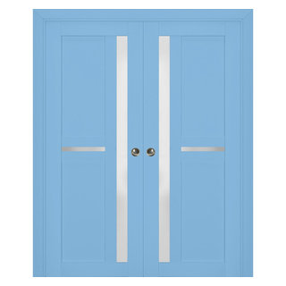 Sturdy Barn Door 30 x 80 inches | Lucia 2661 Matte White | Top Mount 6.6FT  Rail Hangers Heavy Hardware Set | Solid Panel Interior Doors