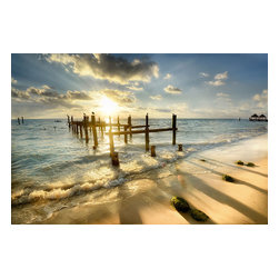 Franklin Arts - Pier Beach & Ocean Picture, Fine Art, 60x40 - Prints And Posters
