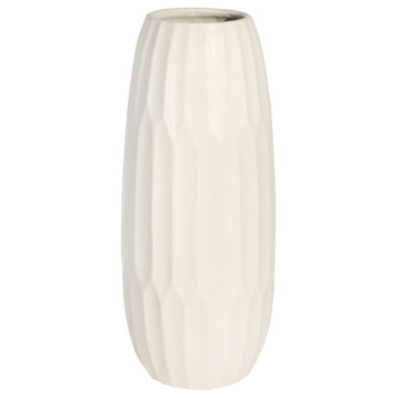 Ceramic 14" Vase , White