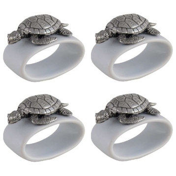 Sea Turtle Stoneware Napkin Ring Set of 4