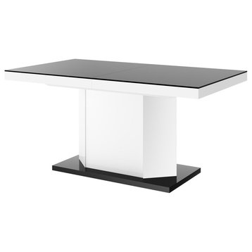 AMIGO Extendable Dining Table with Storage, Black/White