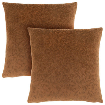 Pillows, Set of 2, 18x18 Square, Insert Included, Polyester, Brown