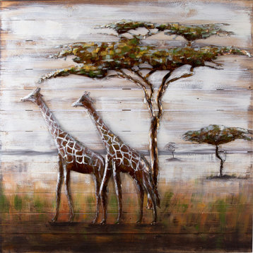 Serengeti Metal on Wood Wall Art - Multi