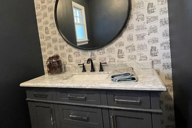 Example of a small transitional powder room design in New York