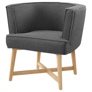 Accent Chair, Fabric, Wood, Gray, Modern, Living Lounge Hotel Hospitality