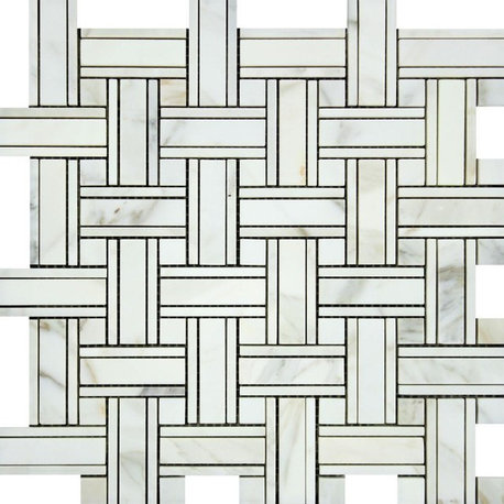 Calacatta Honed Tripleweave Mosaic With Calacatta Dots, 10 sq.ft.