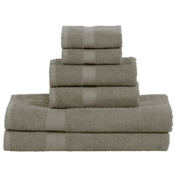 6 Piece Ultra Soft Washcloth Bath Towel Set, Charcoal