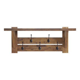 Bethel Acacia Wood 40W Coat Hook With Shelf - Transitional - Display And  Wall Shelves - by Trademark Global