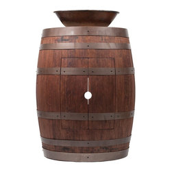 Premier - Wine Barrel Vanity Package with 17" Oval Wired Rim Vessel Sink - Whiskey Finish - Bathroom Vanities And Sink Consoles