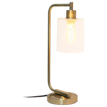 Simple Designs 18.8" Vintage Bronson Iron Lantern Desk Lamp Antique Brass