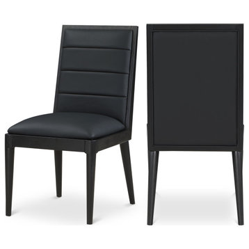 Bristol UpholsteredDining Chair, Set of 2, Black, Vegan Leather, Black Finish