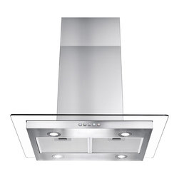 AKDY - AKDY Island Canopy Mount Range Hood Flat Glass Push Button Panel LED Lights - Range Hoods And Vents