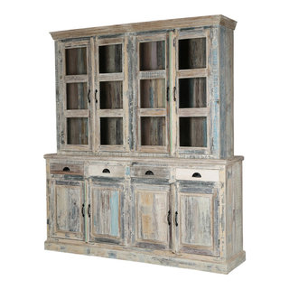 Oildale Farmhouse Solid Reclaimed Wood Dining Buffet with Hutch - Farmhouse  - China Cabinets And Hutches - by Sierra Living Concepts Inc | Houzz