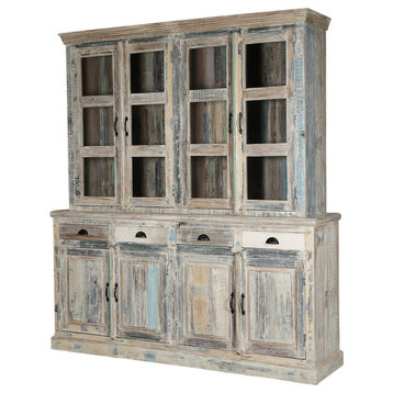 Oildale Farmhouse Solid Reclaimed Wood Dining Buffet with Hutch