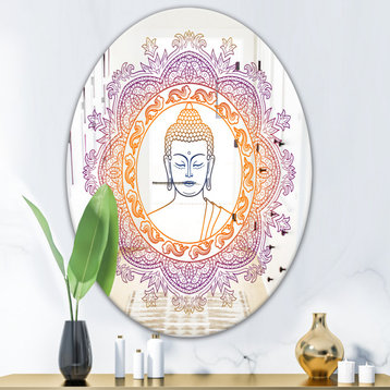 Designart Buddha��_ Mandala Modern Contemporary Oval Or Round Wall Mirror, 24x36