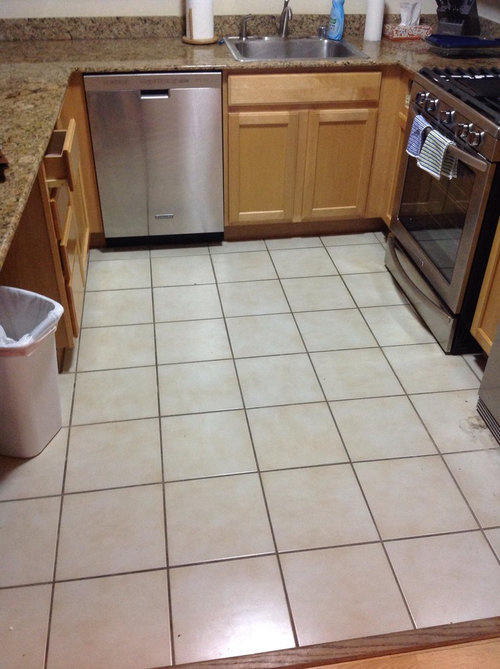 Can I Paint Old Kitchen Floor Tile, Can You Tile A Kitchen Floor Without Removing Cabinets
