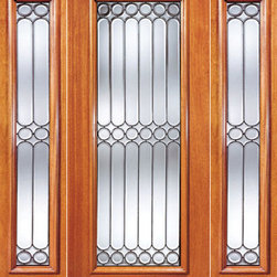 Symmetrical Design Beveled Glass Exterior Door and Two Sidelite - Front Doors