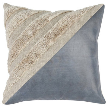 Kosas Home Arona 20x20" Transitional Fabric Throw Pillow in Blue/Ivory
