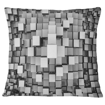 Black And Gray Cubes Contemporary Throw Pillow, 18"x18"