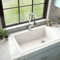 Karran Drop-In Quartz 33" 1-Hole Single Bowl Kitchen Sink, White
