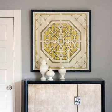Serene & Color-Infused Waban Victorian: Master Bedroom Vignette