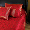 Hand-Embroidered 7-Piece Duvet Cover Set, Scarlet Red, Queen