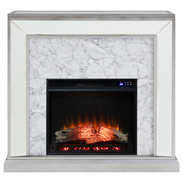 Dyerlane Mirrored Faux Marble Electric Fireplace