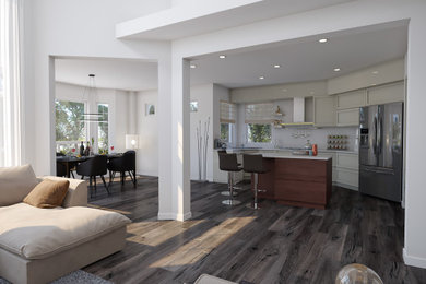 Mid-century modern home design photo in Vancouver