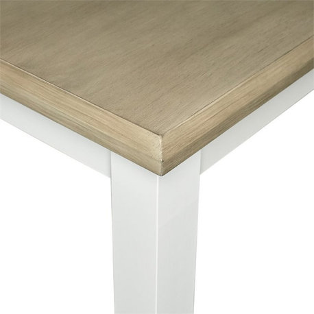 Linon Jane 2 Tone Wood Dining Table in Rustic Taupe and Vanilla White